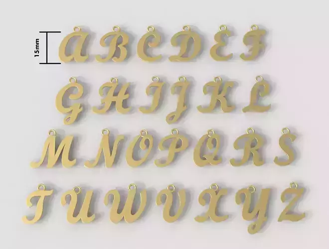 15mm Alphabet Pendants - No diamond  3D print model