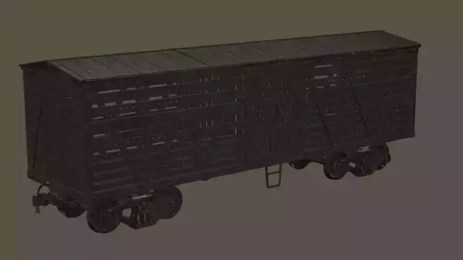 Old Train Wood Coaches Low Poly  3D Model Low-poly 3D model