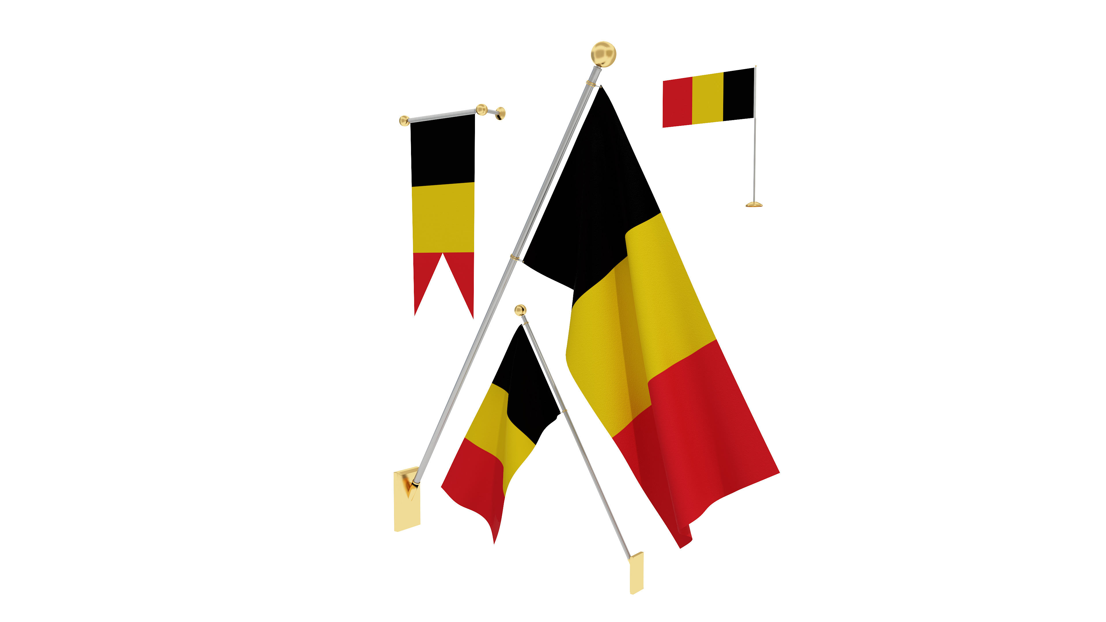 Flags of Belgium 3D model_3