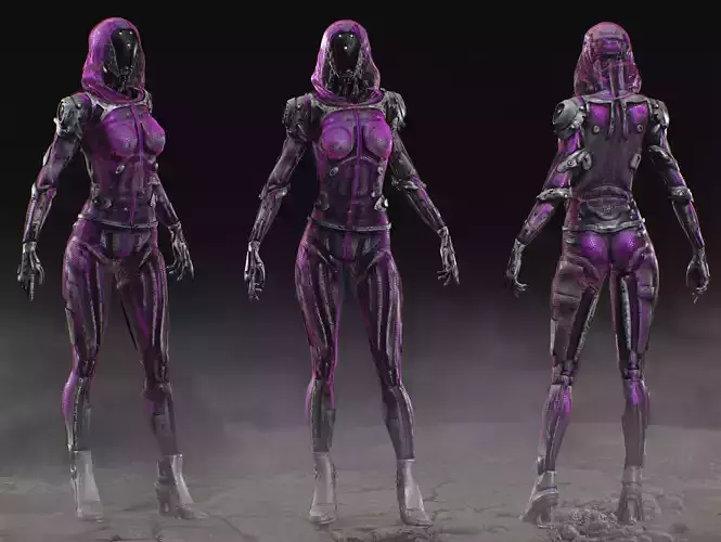 Sci Fi Robot Aurora Low-poly 3D model