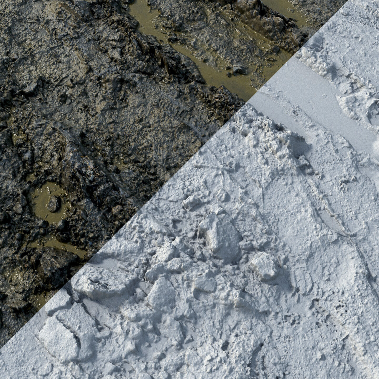 Wet mud material with puddles 04 Low-poly 3D model_6
