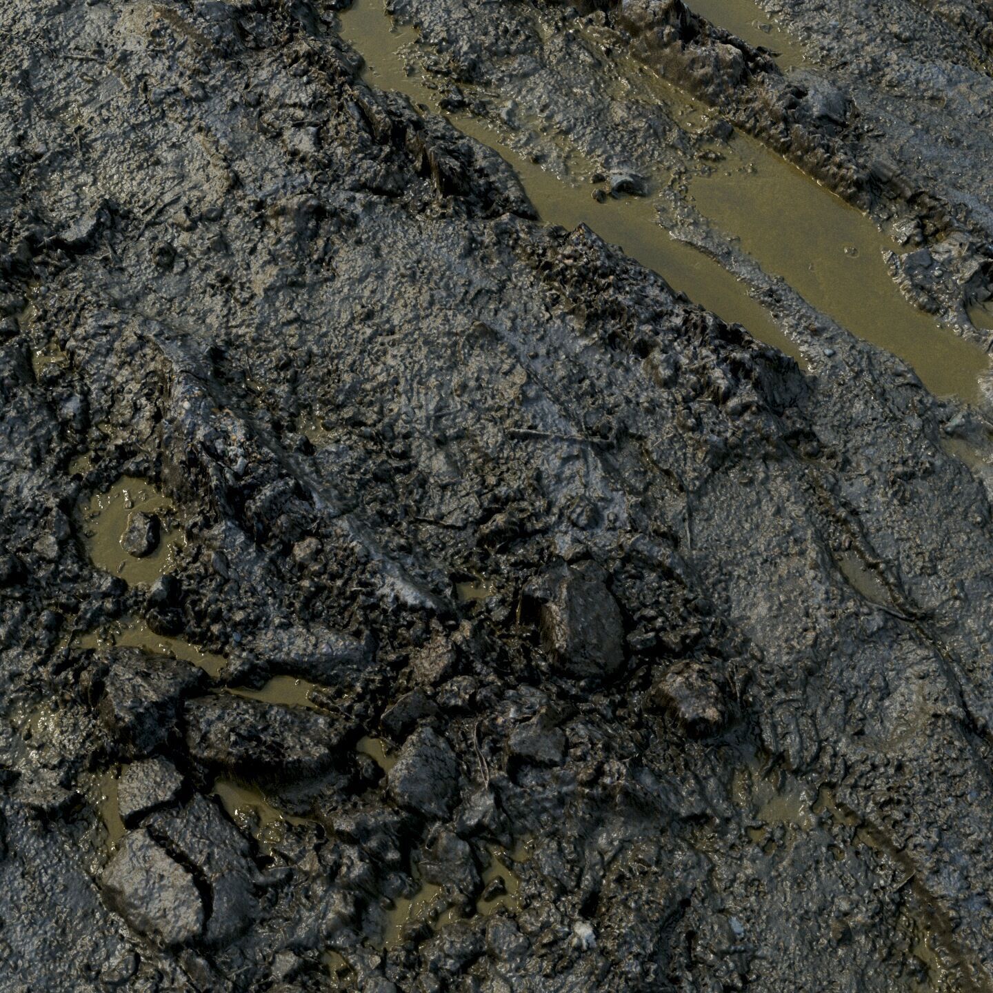 Wet mud material with puddles 04 Low-poly 3D model_7