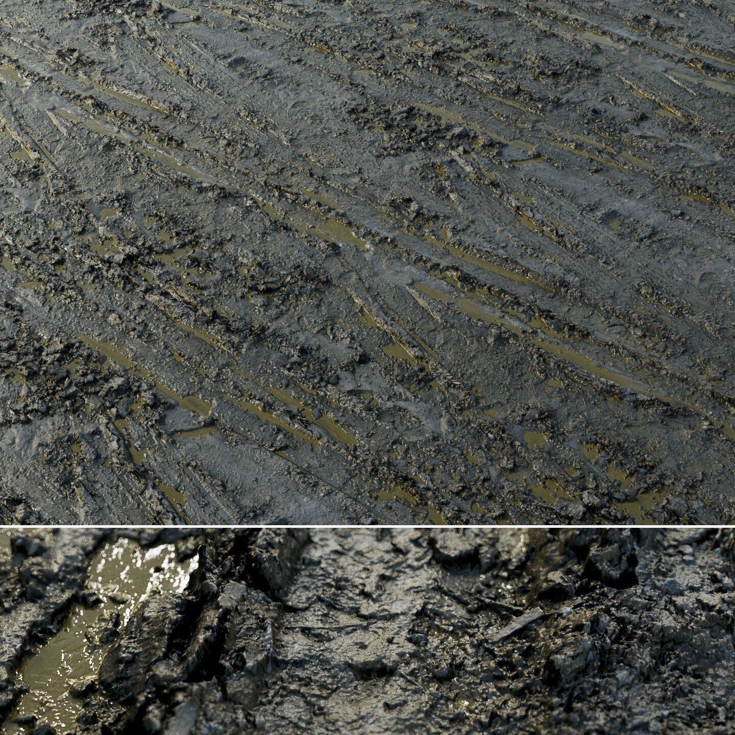 Wet mud material with puddles 04 Low-poly 3D model_9