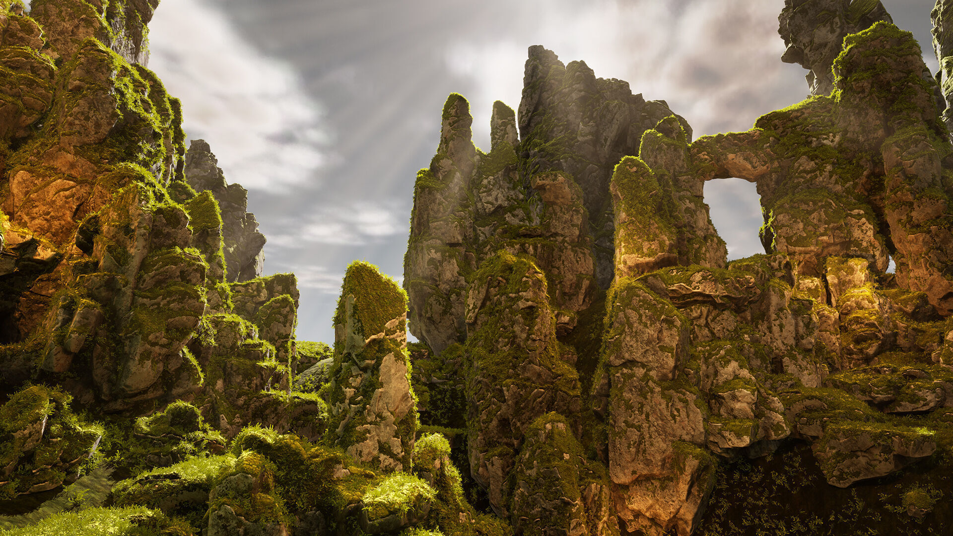 Mossy rocks Low-poly 3D model_2