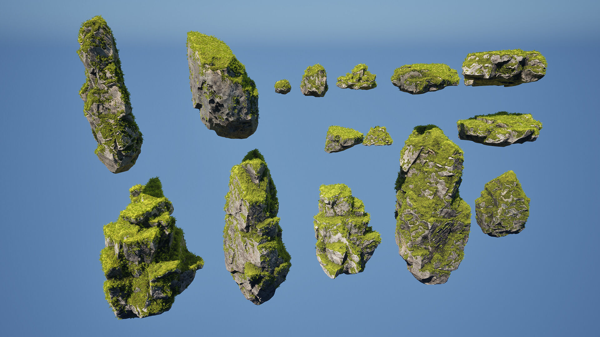 Mossy rocks Low-poly 3D model_5