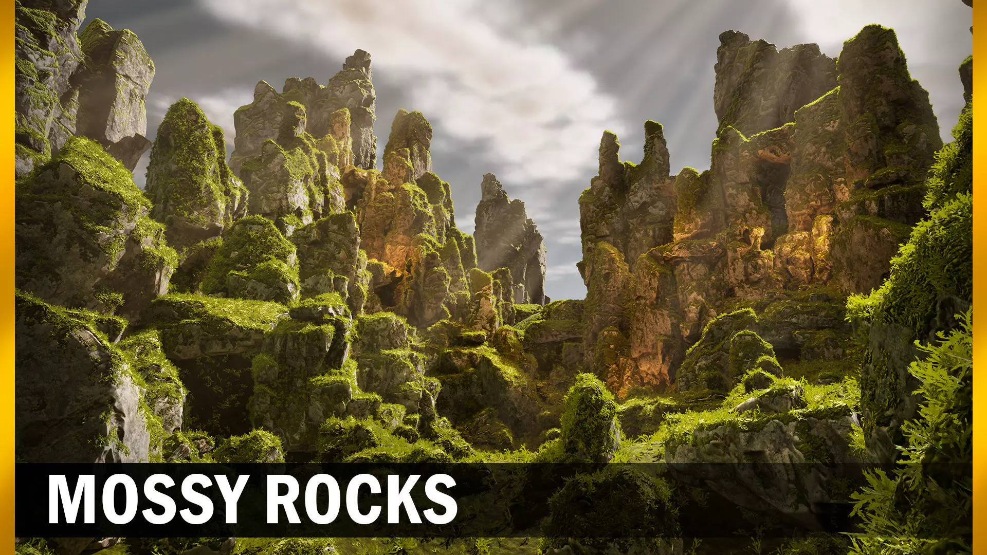Mossy rocks Low-poly 3D model_0