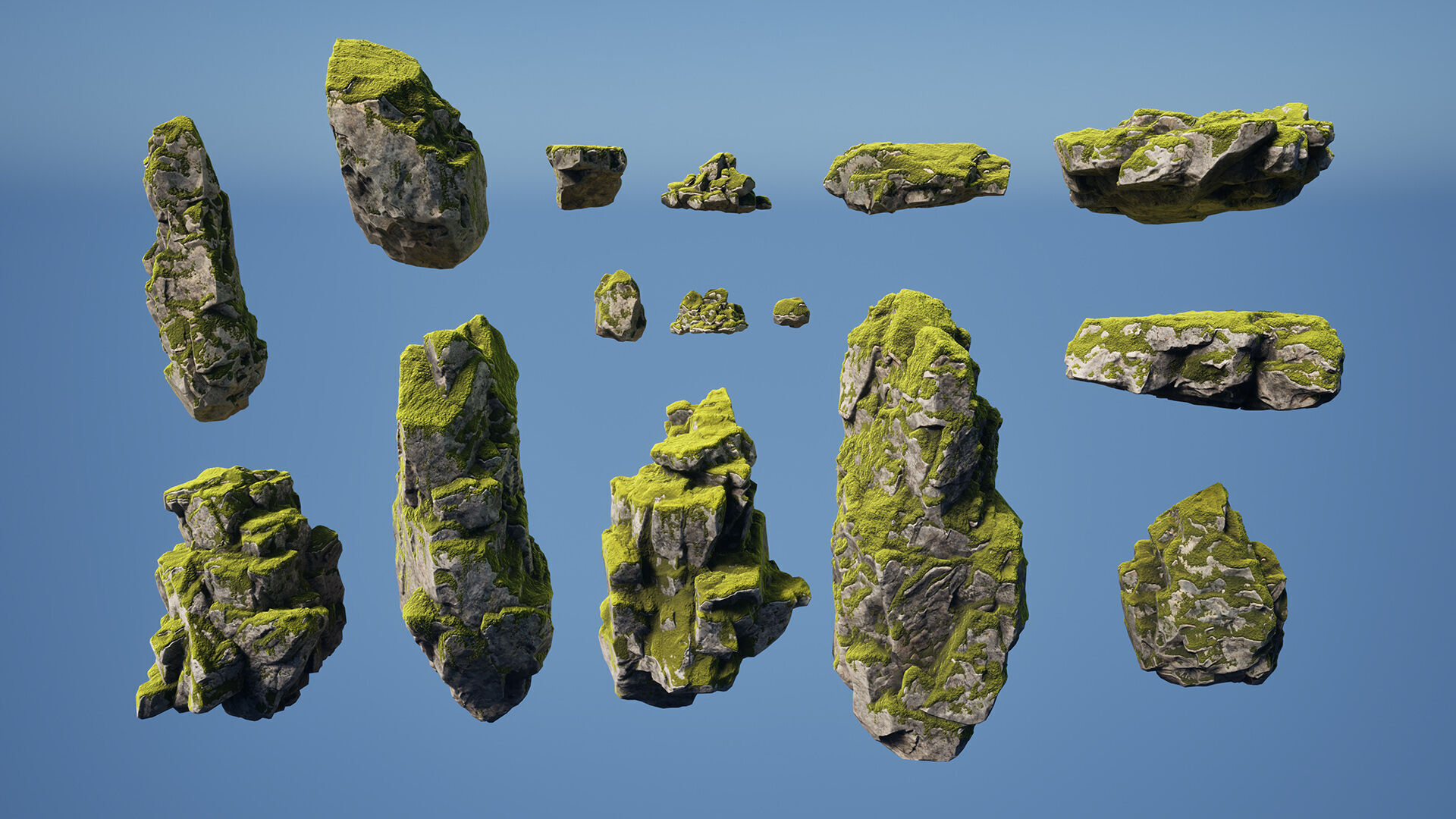 Mossy rocks Low-poly 3D model_8
