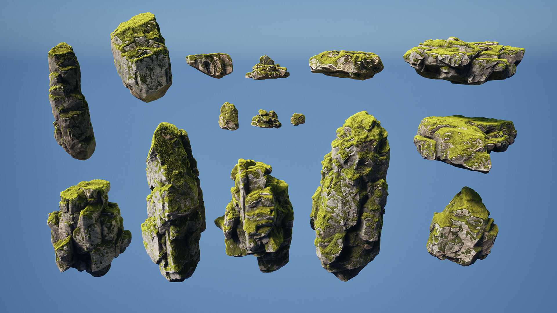 Mossy rocks Low-poly 3D model_7