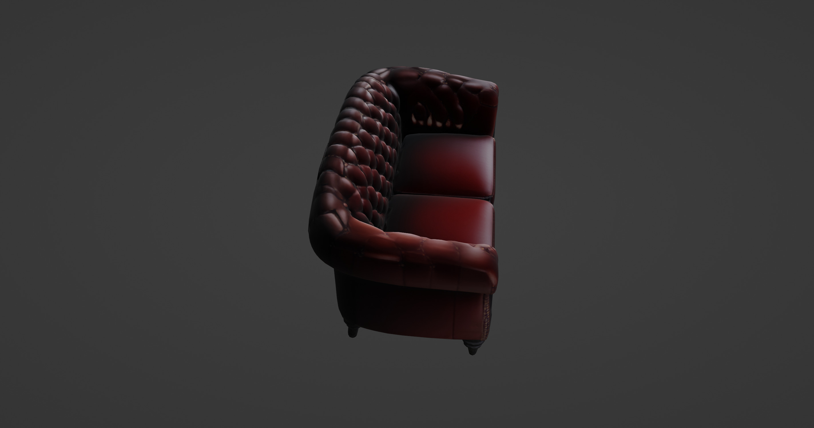 Luxurious Burgundy Chesterfield Sofa 3D Model 3D model_7