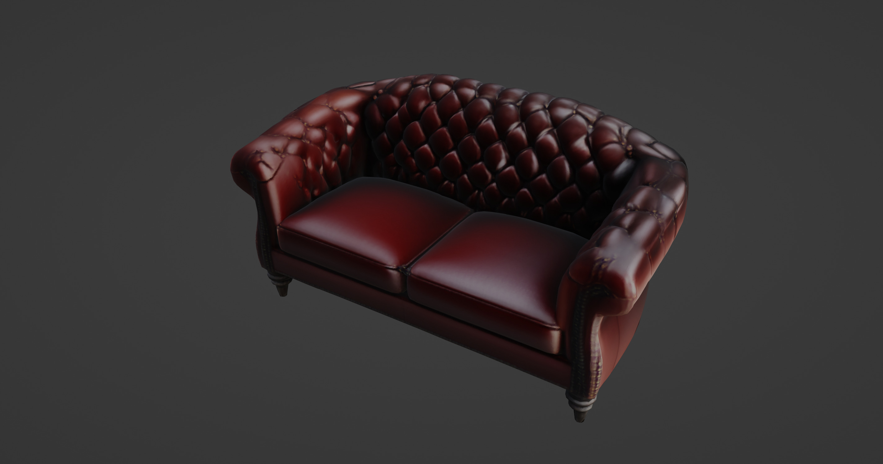 Luxurious Burgundy Chesterfield Sofa 3D Model 3D model_3