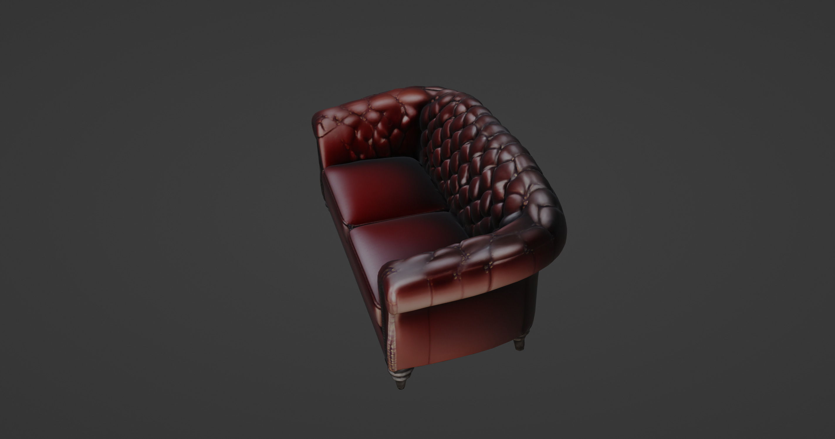 Luxurious Burgundy Chesterfield Sofa 3D Model 3D model_9