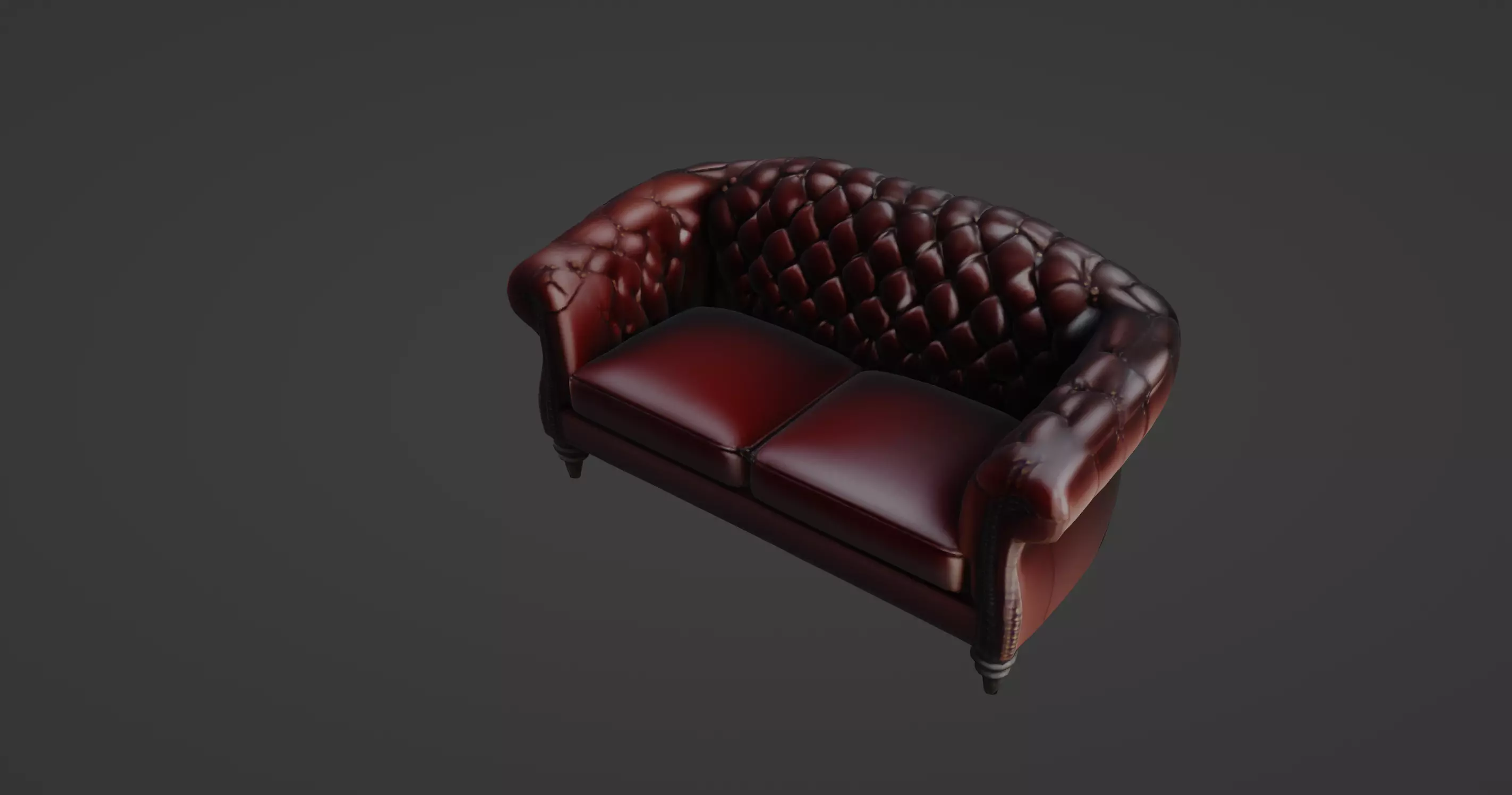 Luxurious Burgundy Chesterfield Sofa 3D Model 3D model_0
