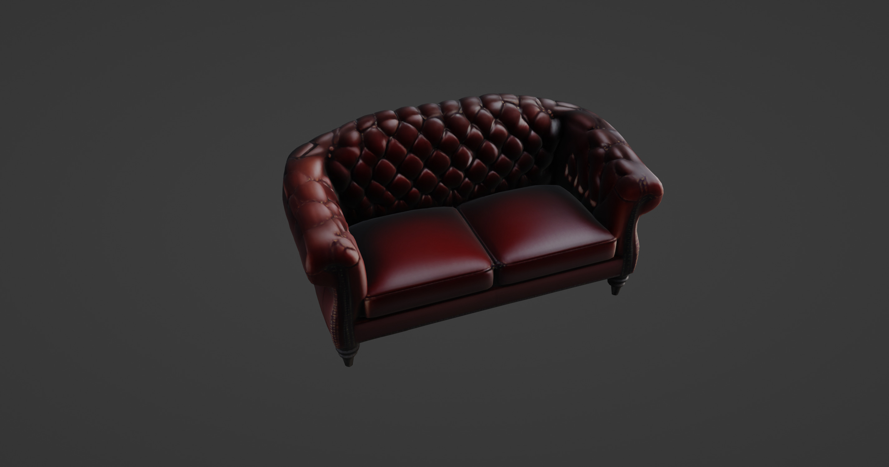 Luxurious Burgundy Chesterfield Sofa 3D Model 3D model_2