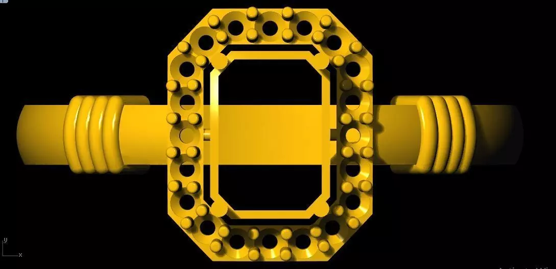 rectangle stone ring 3dm file 3D print model_0