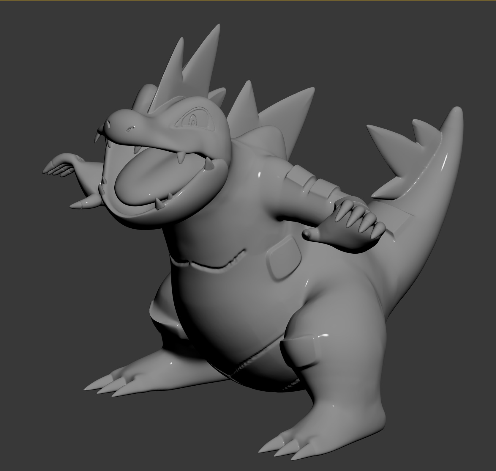 Pokemon 158-159-160 -Totodile Croconaw Feraligatr Roar 3D print model_6