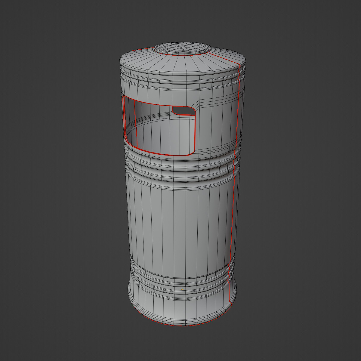 Metal Street Trash Bin 04 Low-poly 3D model_8