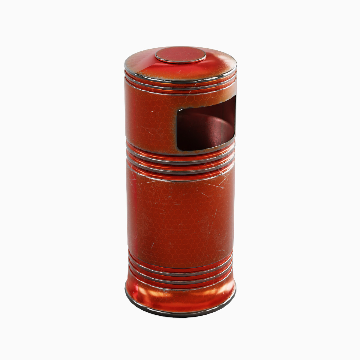 Metal Street Trash Bin 04 Low-poly 3D model_5