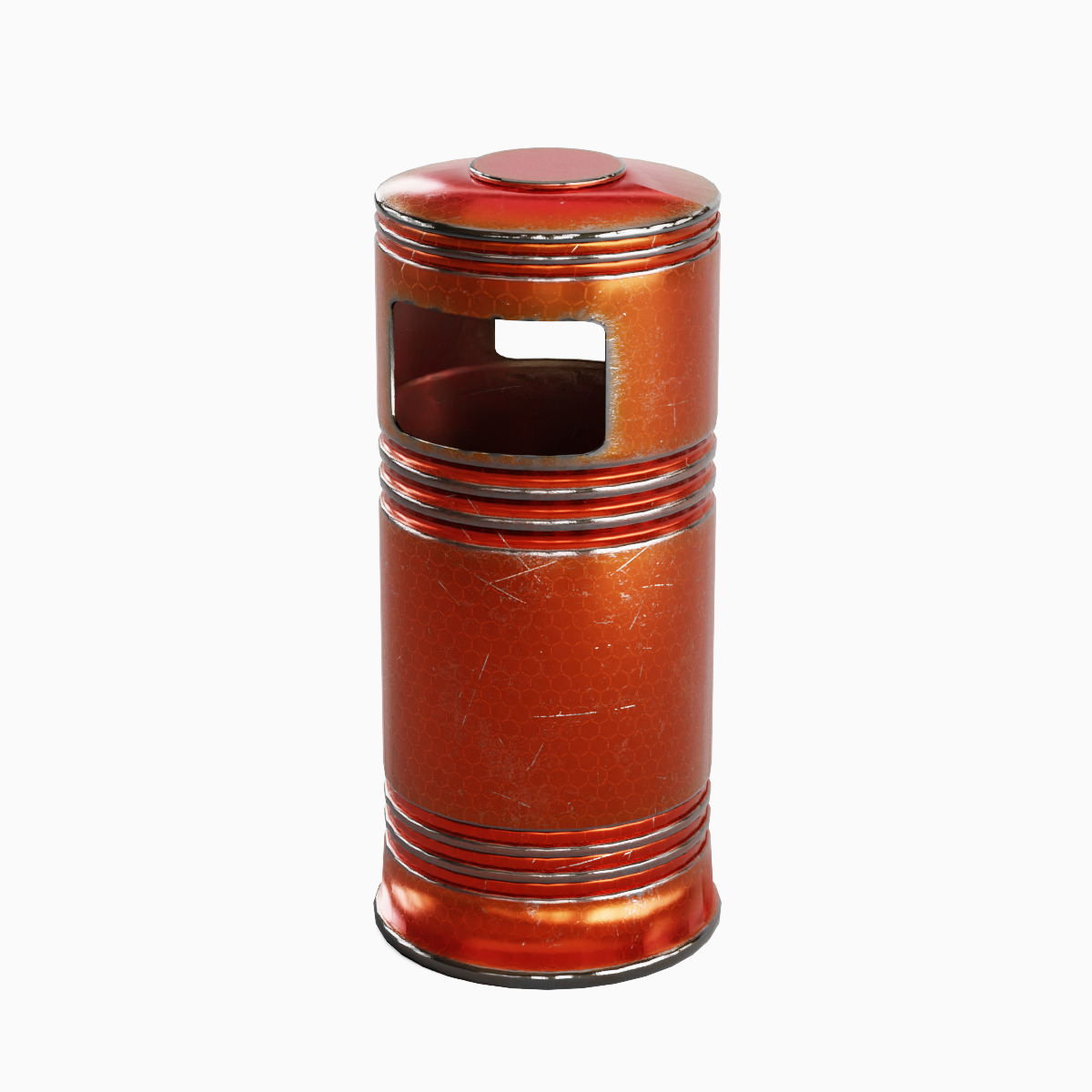 Metal Street Trash Bin 04 Low-poly 3D model_4