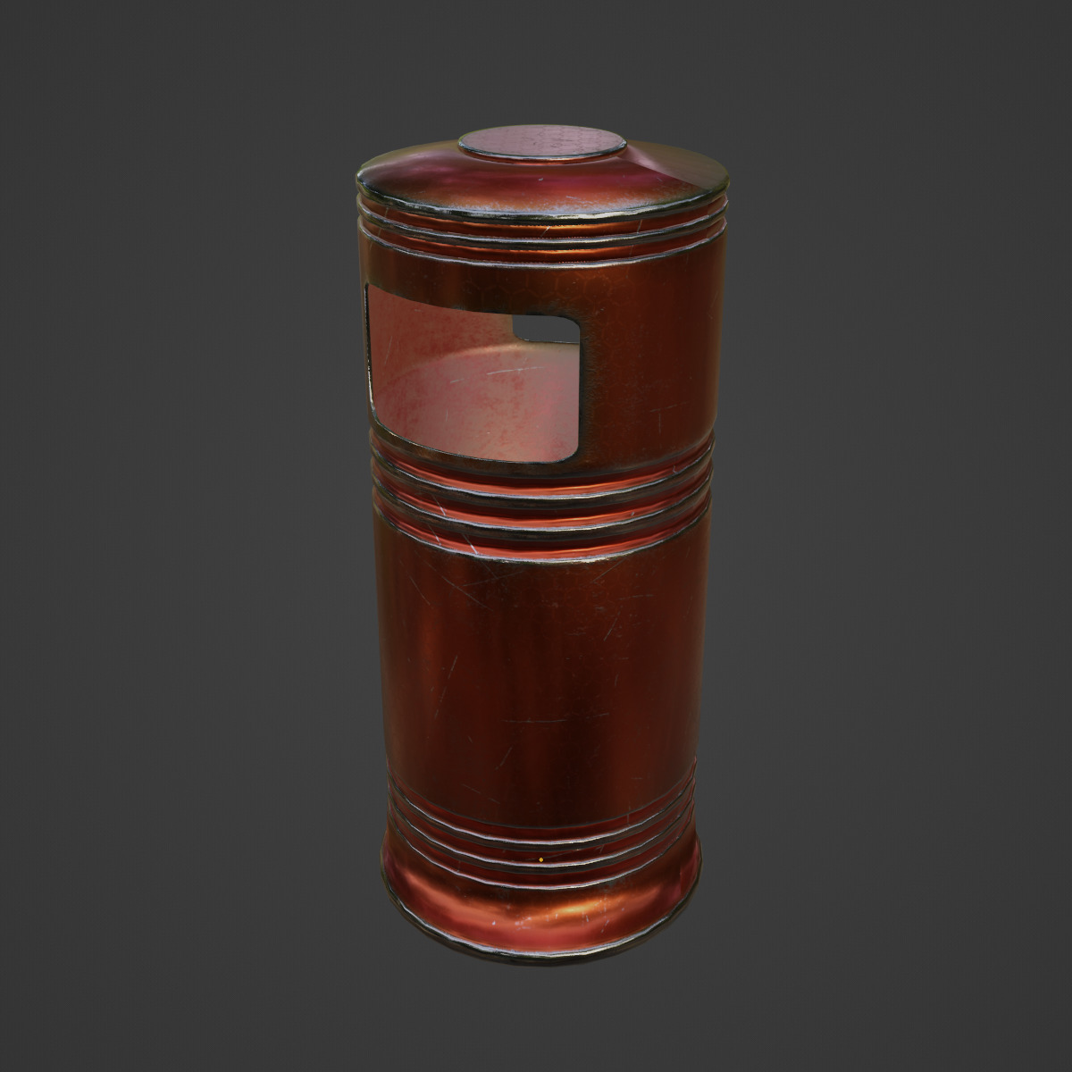 Metal Street Trash Bin 04 Low-poly 3D model_6