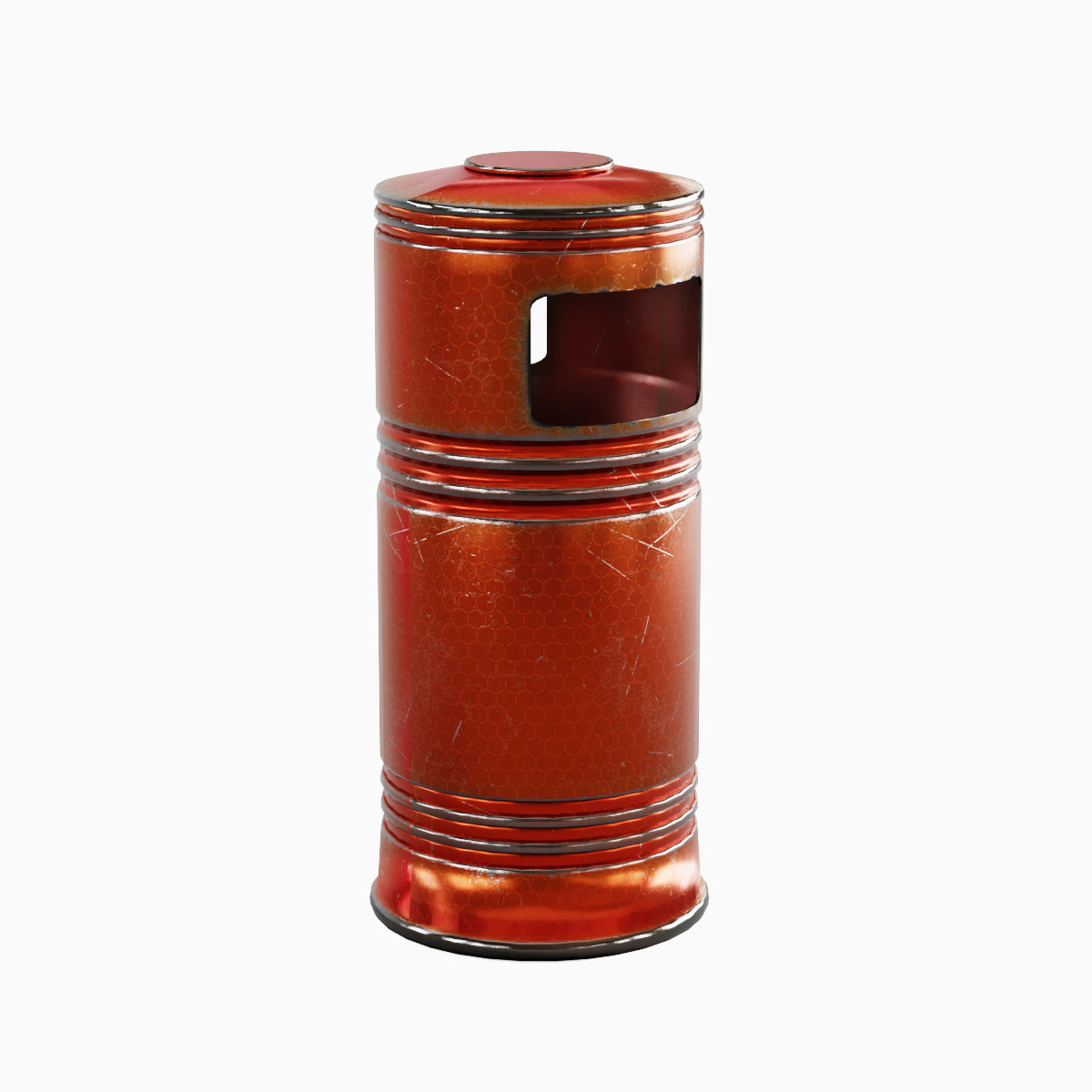 Metal Street Trash Bin 04 Low-poly 3D model_3