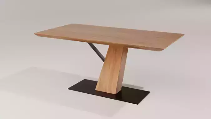 Modern wooden dining table with metal support - furniture model