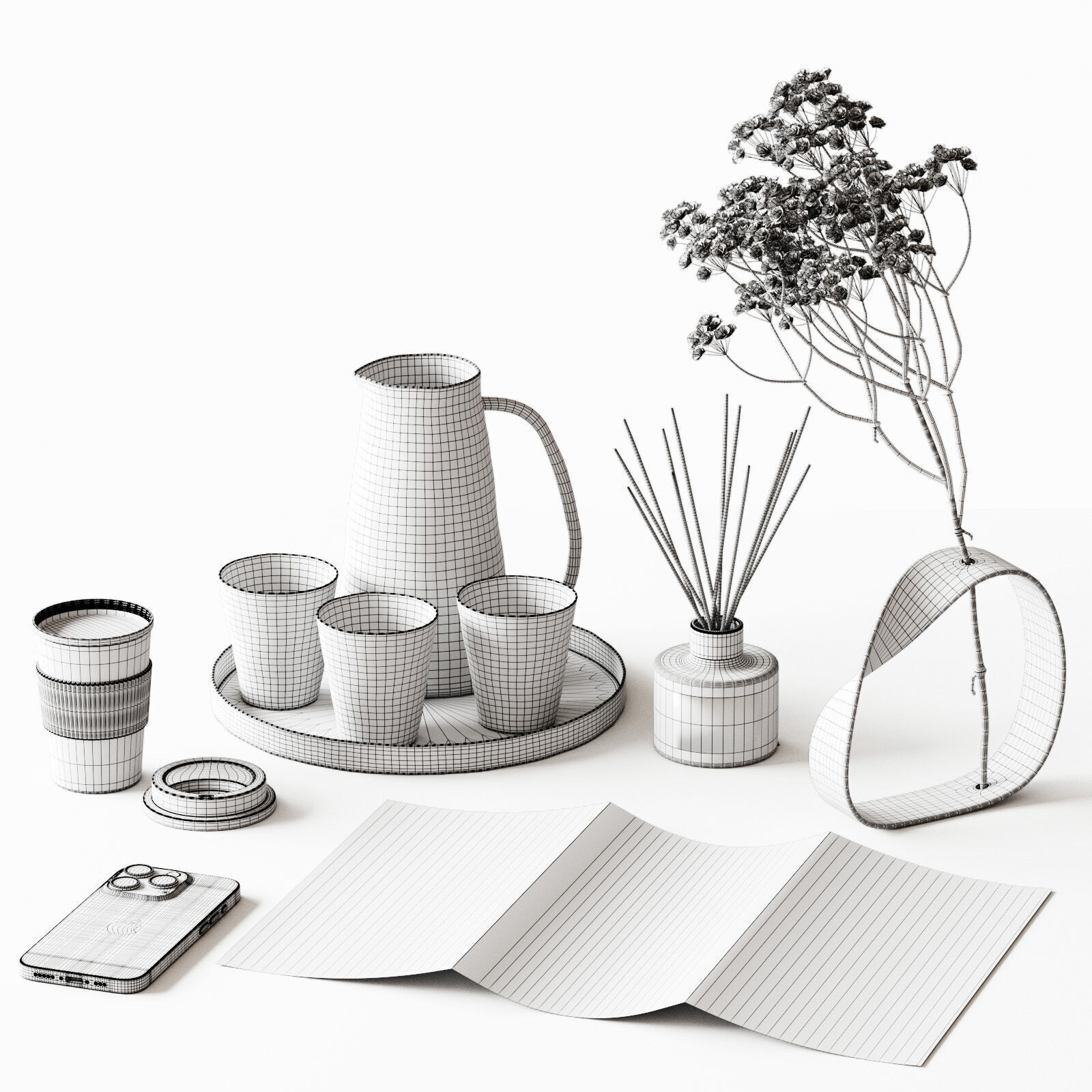 Decorative set for Interior 3D model_3