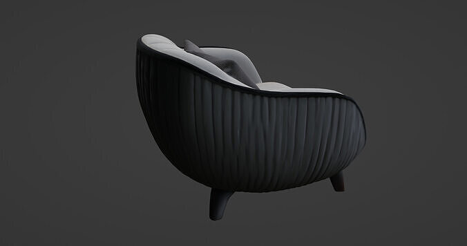 Modern Curved Armchair with Textured Upholstery 3D model 7