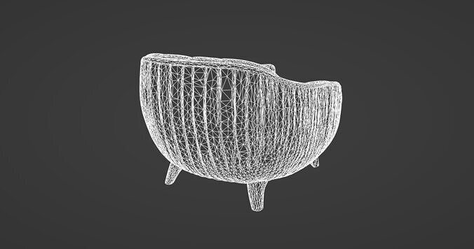 Modern Curved Armchair with Textured Upholstery 3D model 3