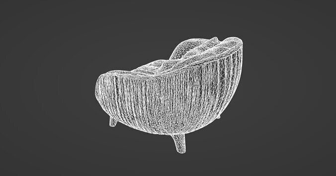 Modern Curved Armchair with Textured Upholstery 3D model 4