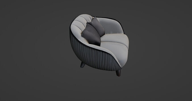 Modern Curved Armchair with Textured Upholstery 3D model 6