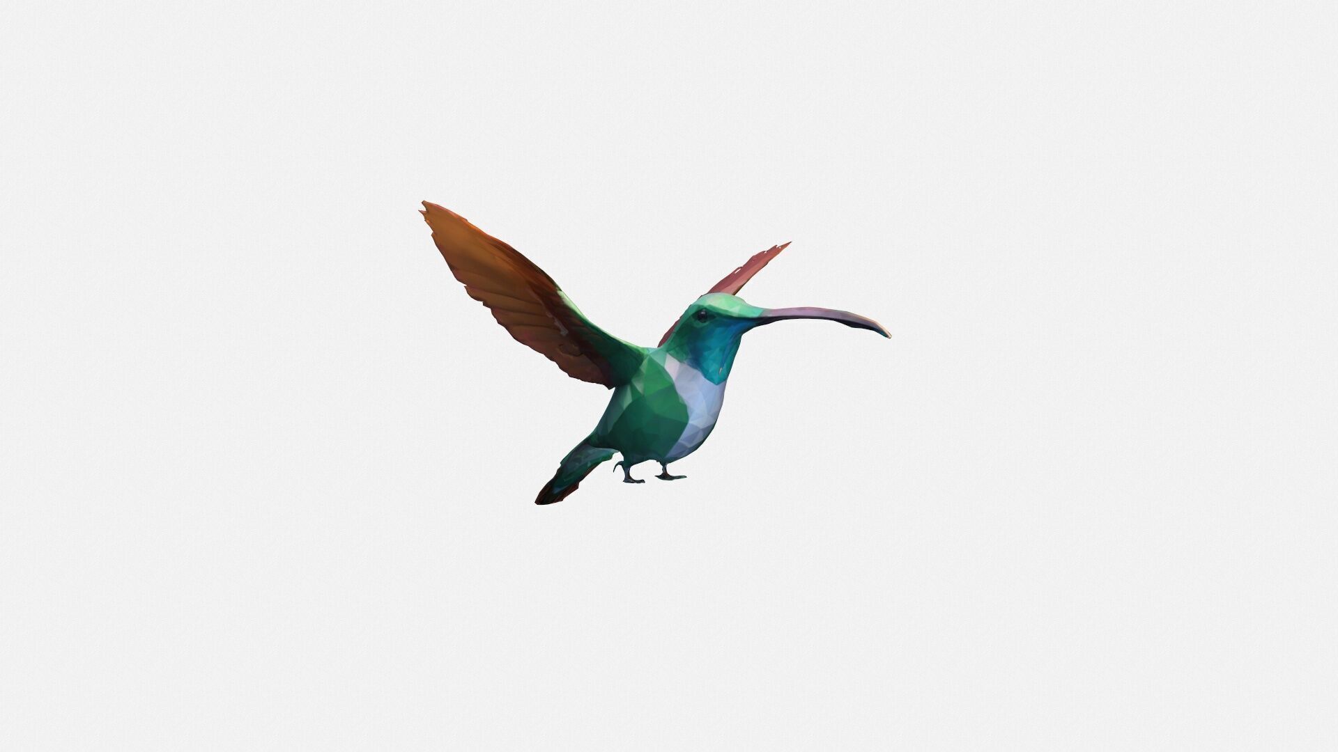 Close-up Of Hummingbird Flying Mid-air 3d Render 3D model_4