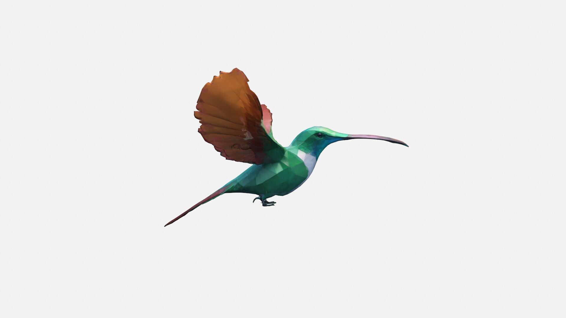 Close-up Of Hummingbird Flying Mid-air 3d Render 3D model_7