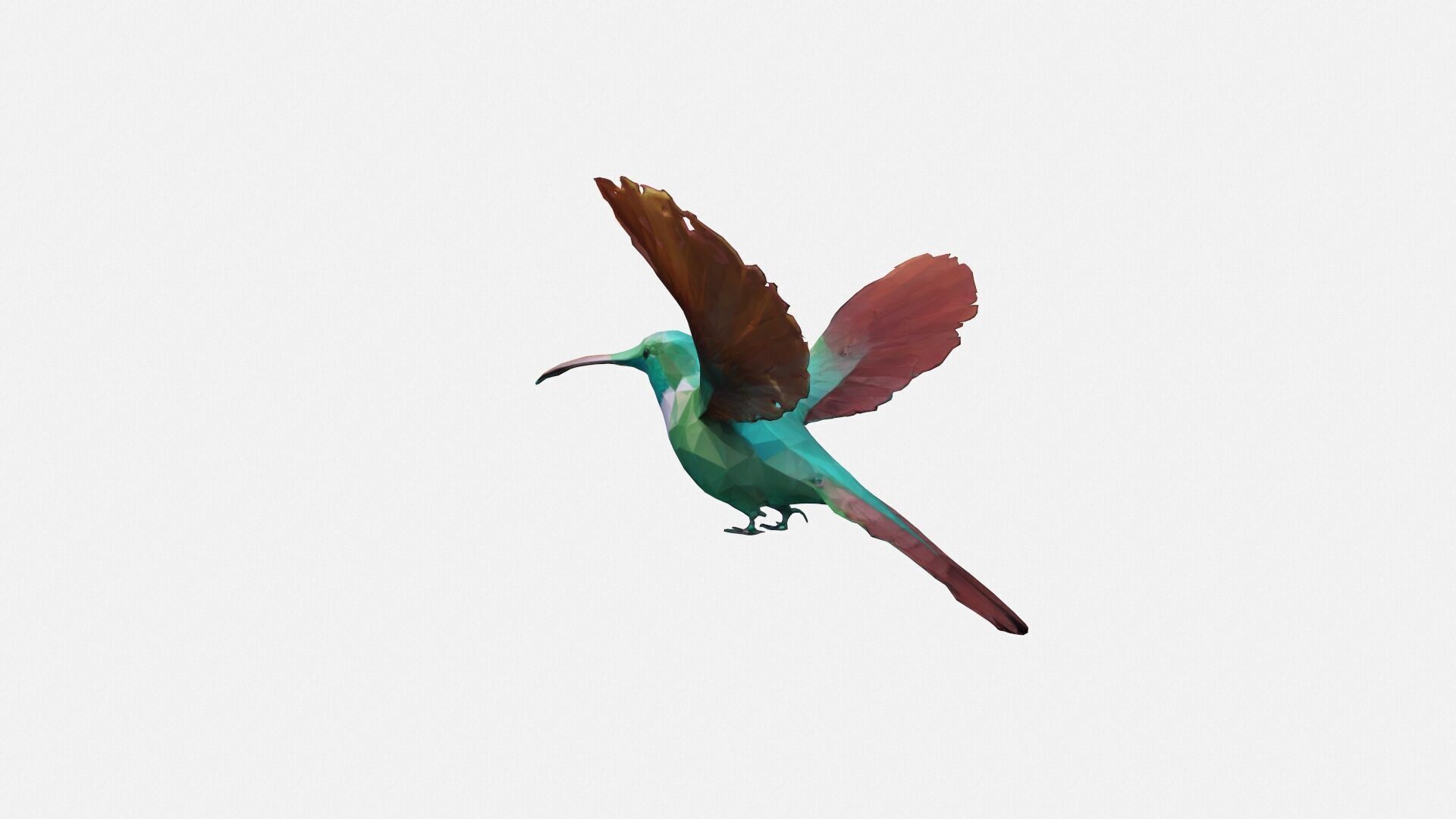 Close-up Of Hummingbird Flying Mid-air 3d Render 3D model_2