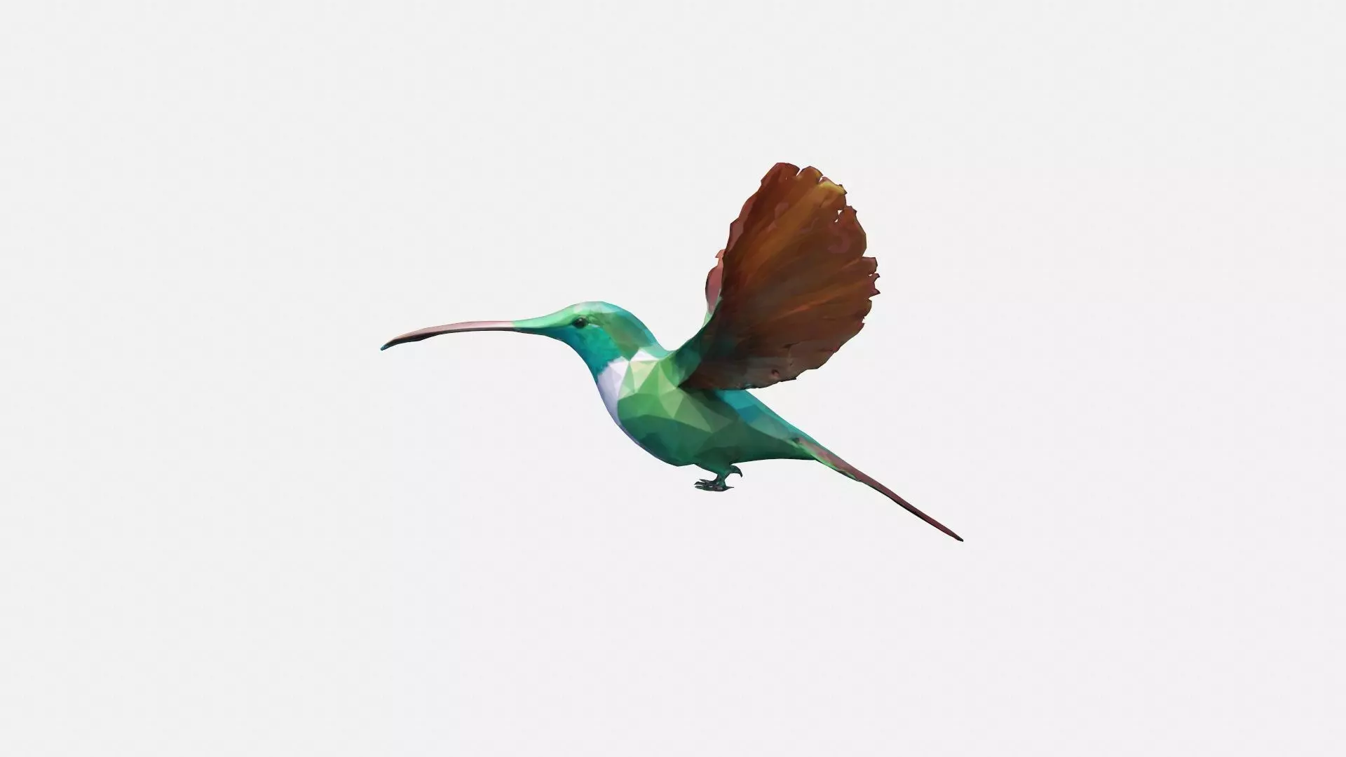 Close-up Of Hummingbird Flying Mid-air 3d Render 3D model_0
