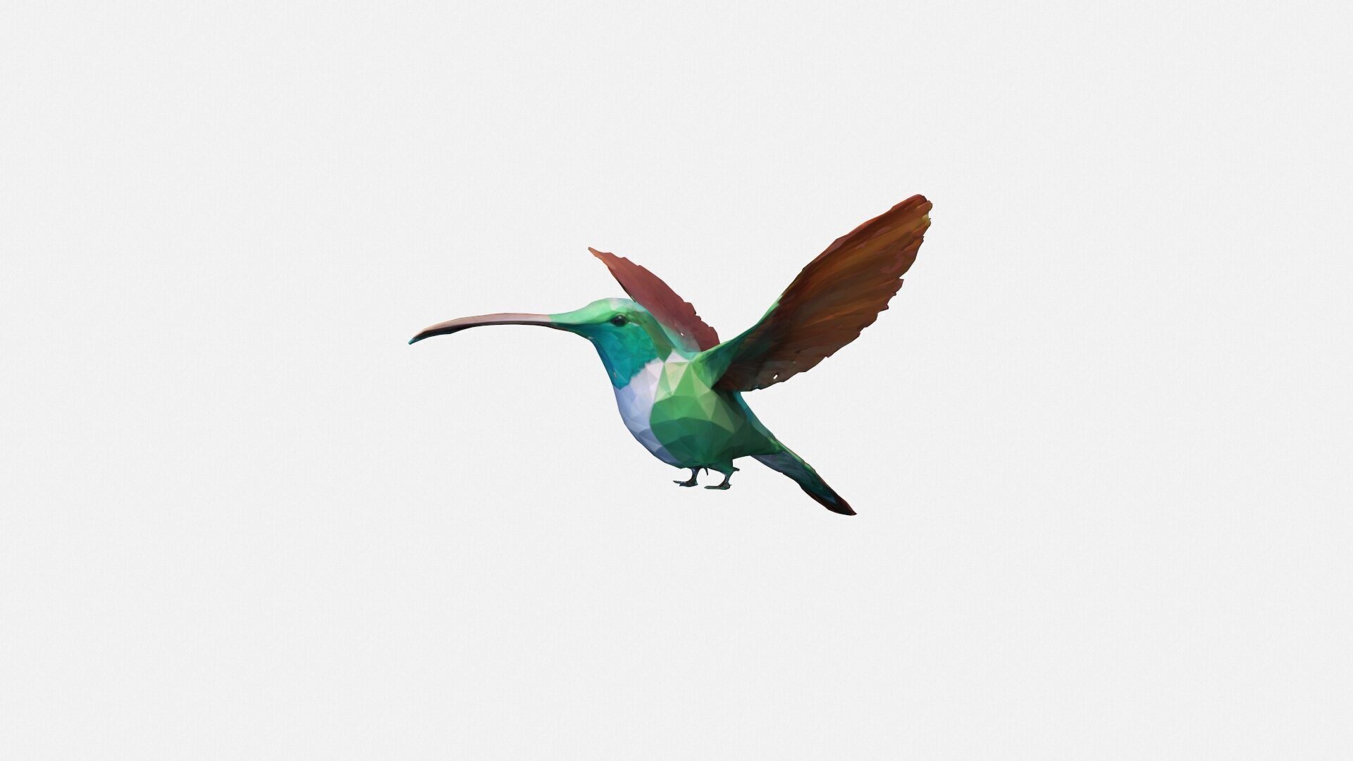 Close-up Of Hummingbird Flying Mid-air 3d Render 3D model_3