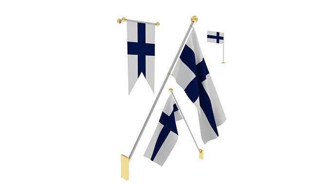 Flags of Finland 3D model