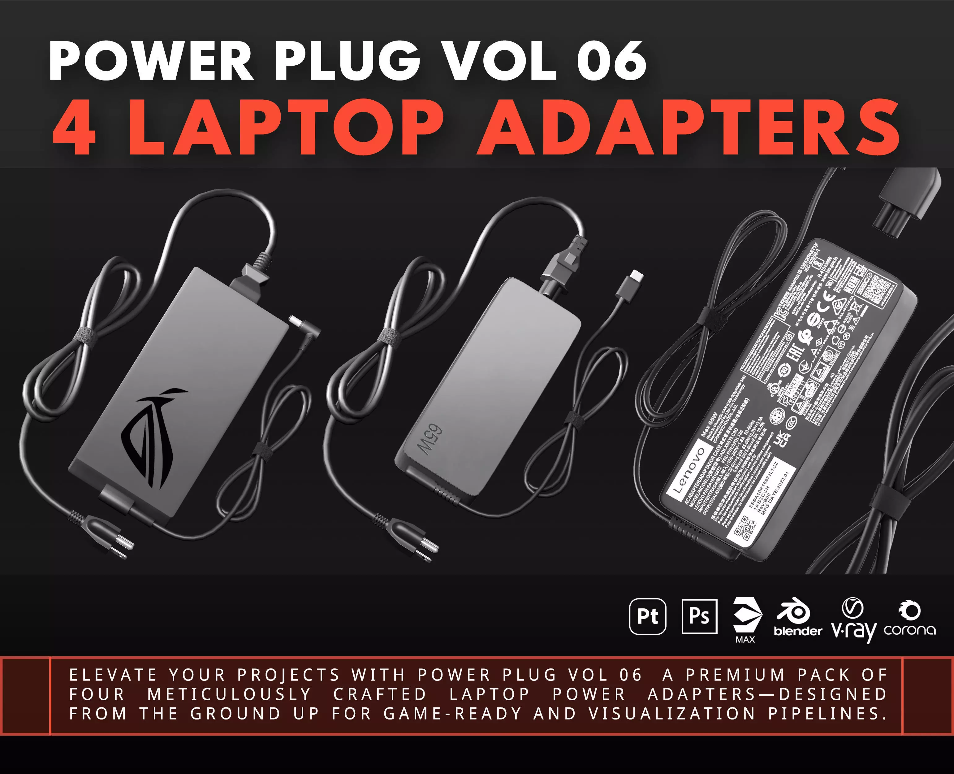 Power Plug Vol 06 Laptop Adapters Low-poly 3D model