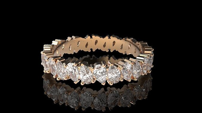 Eternity ring with pear diamond Free 3D print model