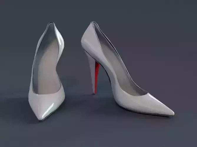 Elegant Grey Stiletto High Heels Low-poly 3D model