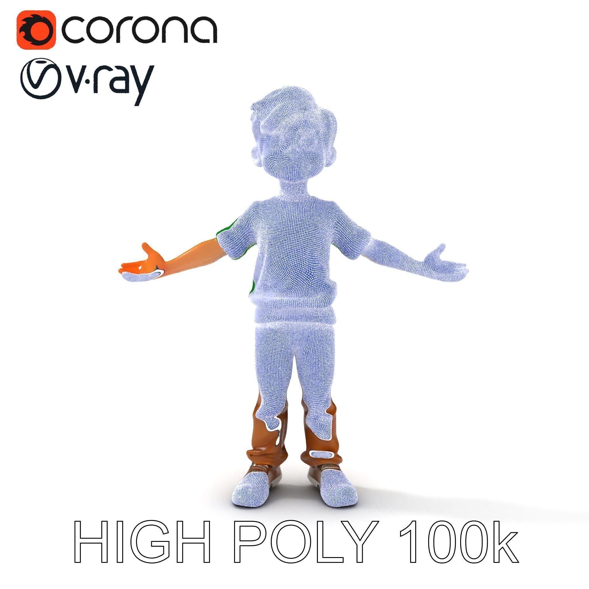 Rigged Cartoon Boy Character Model Pack Low-poly 3D model_10
