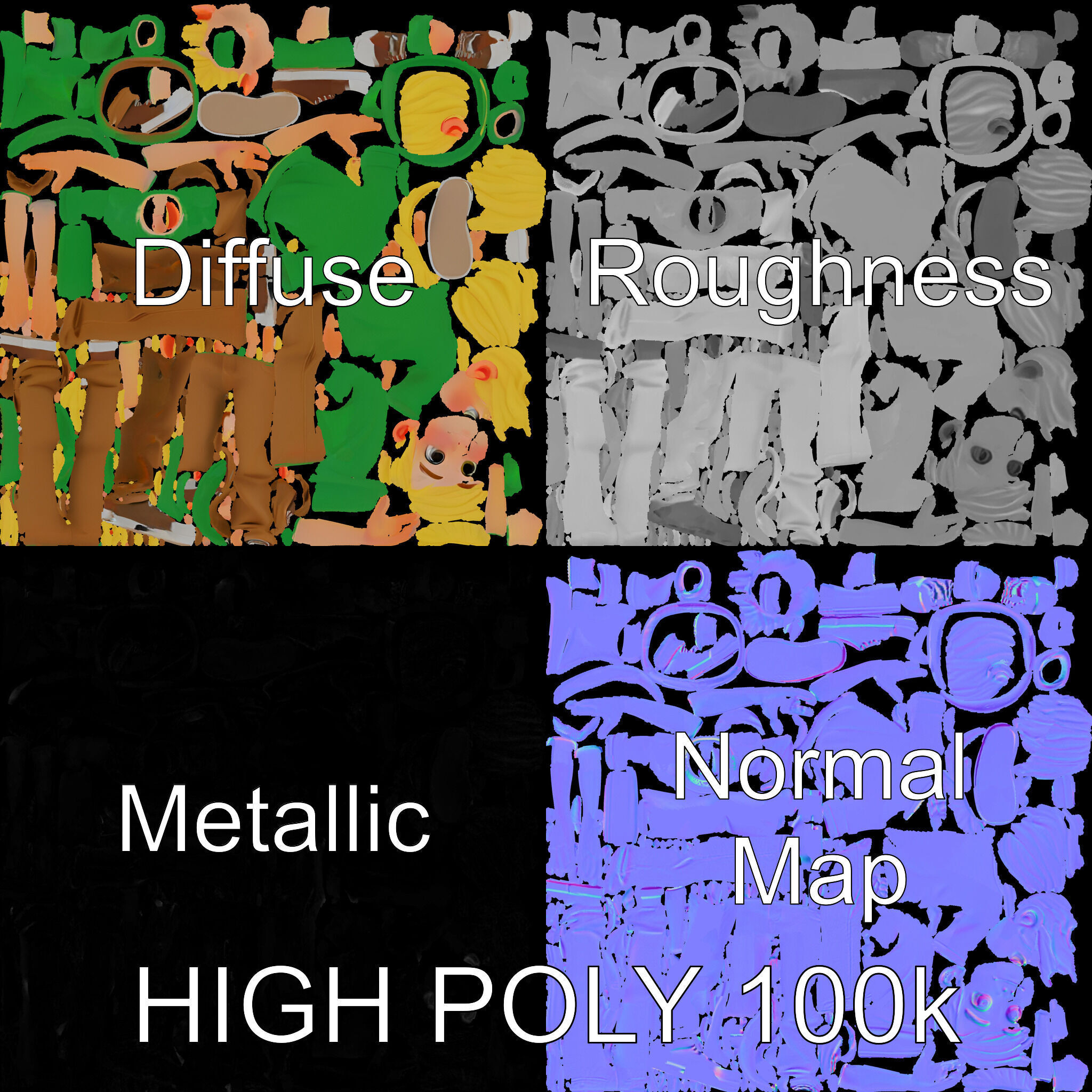 Rigged Cartoon Boy Character Model Pack Low-poly 3D model_2