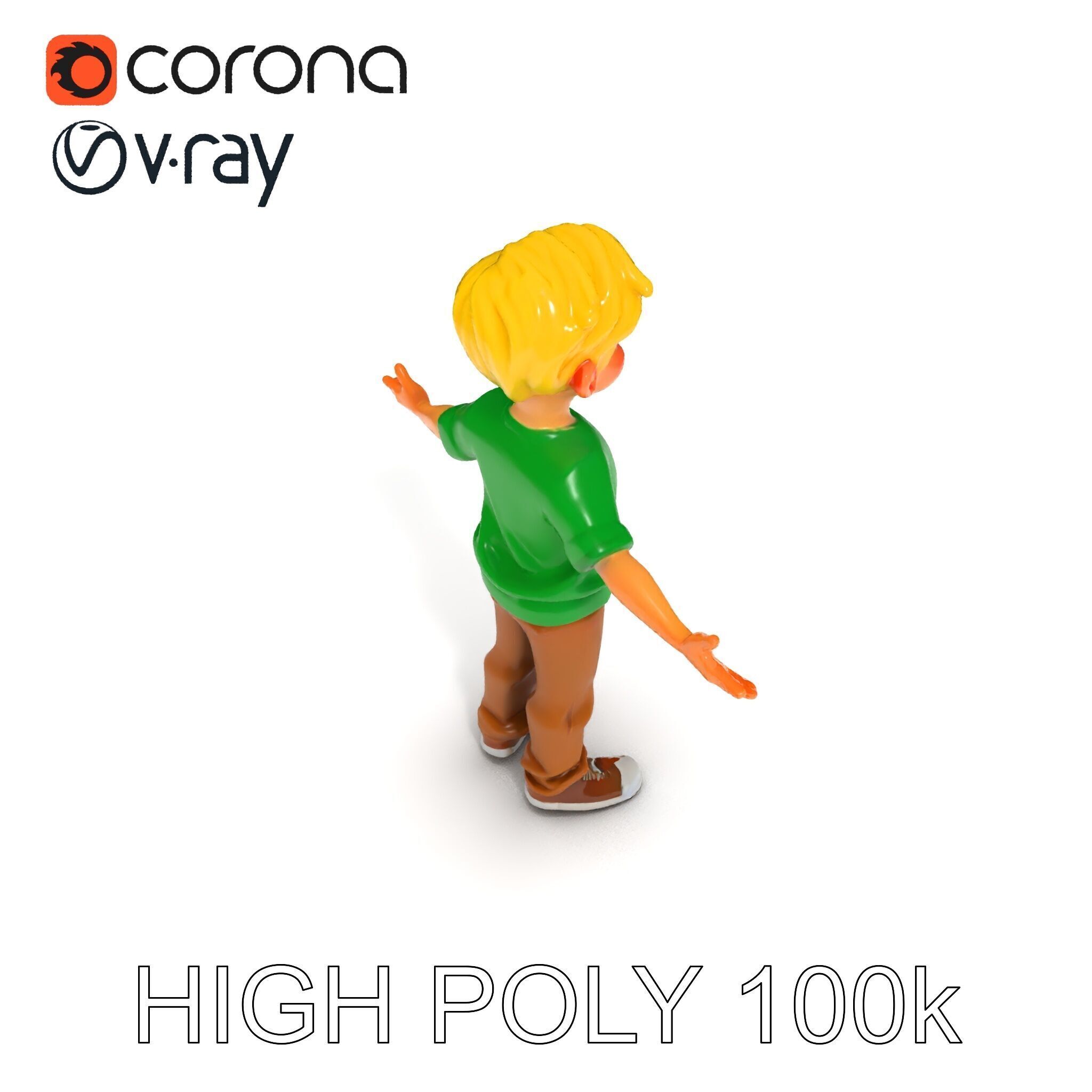 Rigged Cartoon Boy Character Model Pack Low-poly 3D model_25