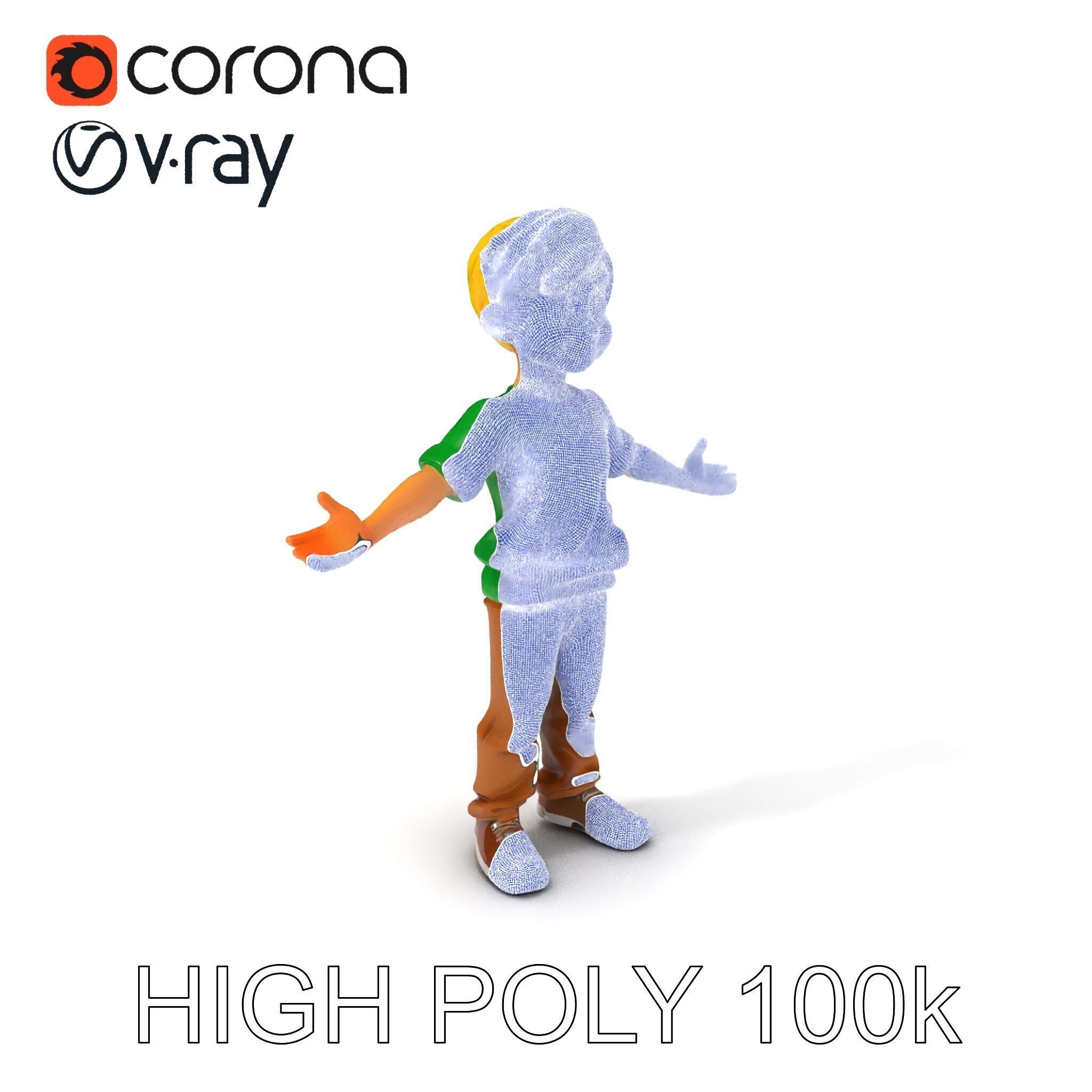 Rigged Cartoon Boy Character Model Pack Low-poly 3D model_5