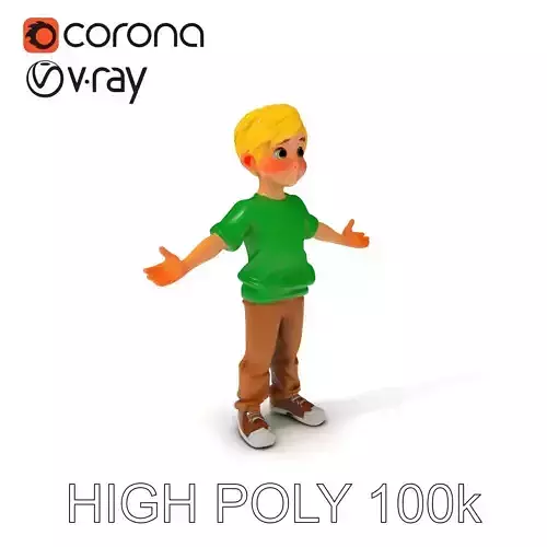 Rigged Cartoon Boy Character Model Pack Low-poly 3D model