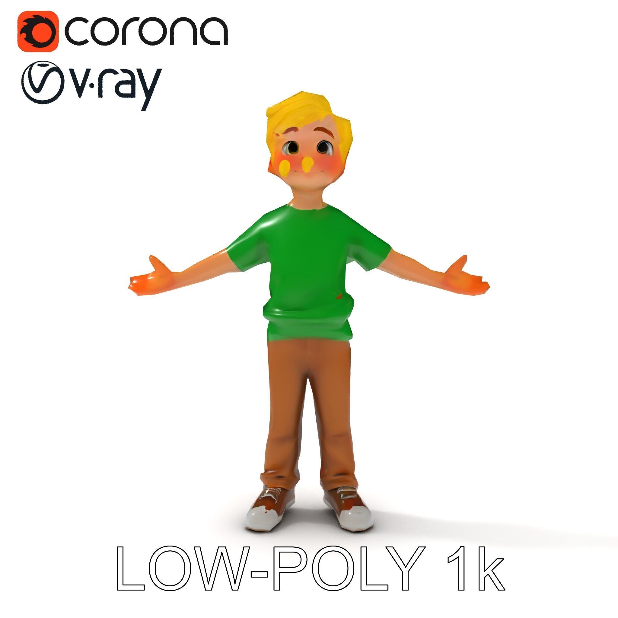 Rigged Cartoon Boy Character Model Pack Low-poly 3D model_12