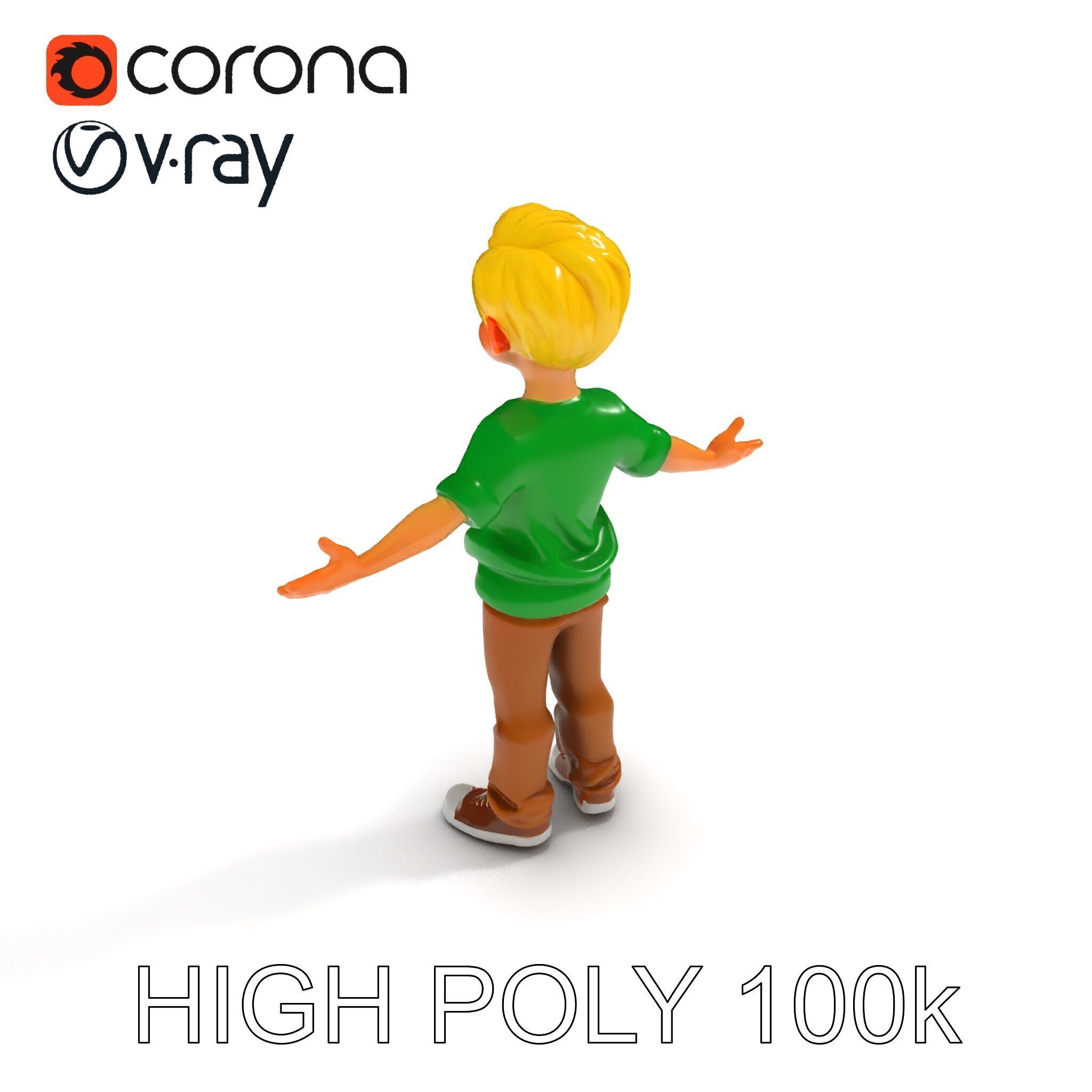Rigged Cartoon Boy Character Model Pack Low-poly 3D model_13