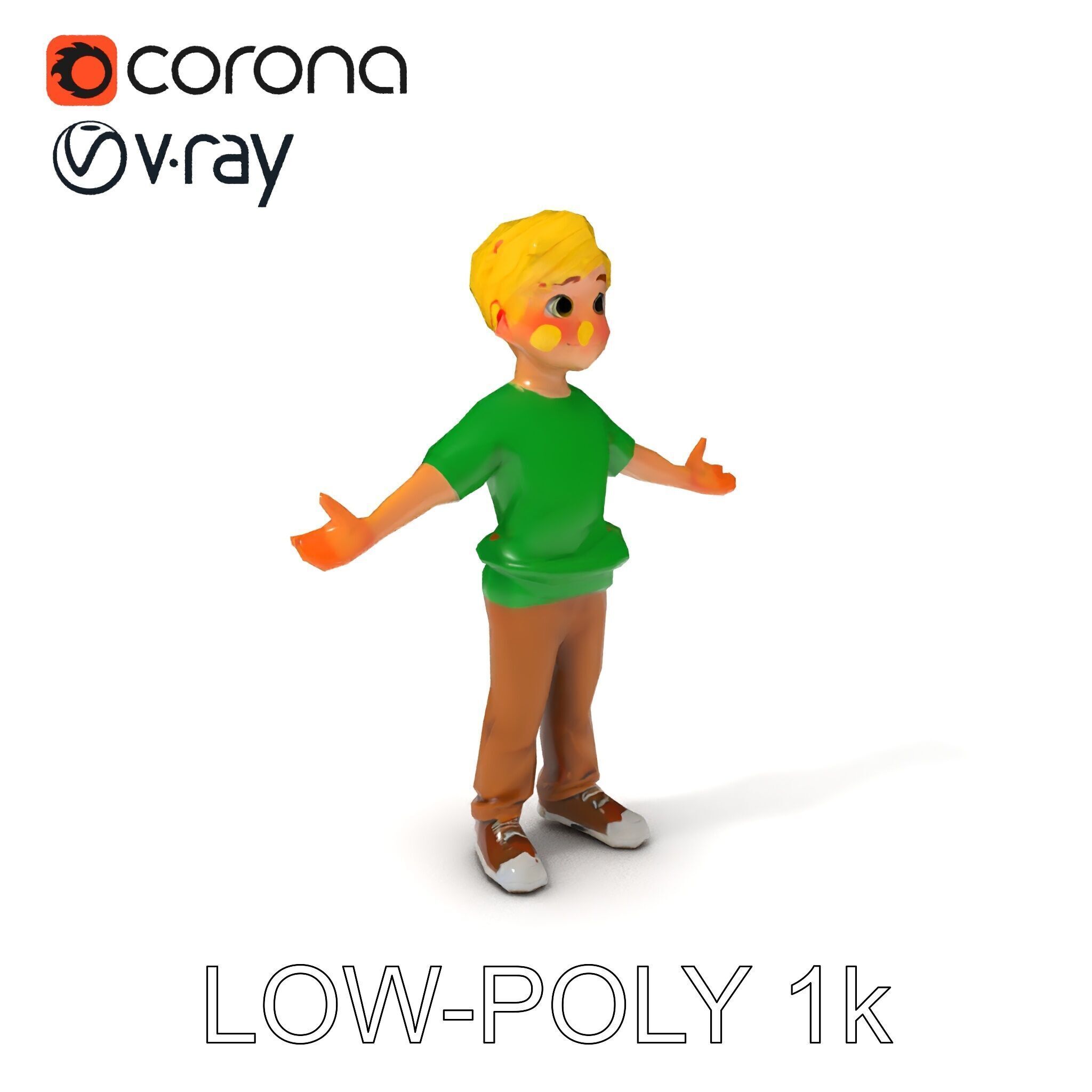 Rigged Cartoon Boy Character Model Pack Low-poly 3D model_30