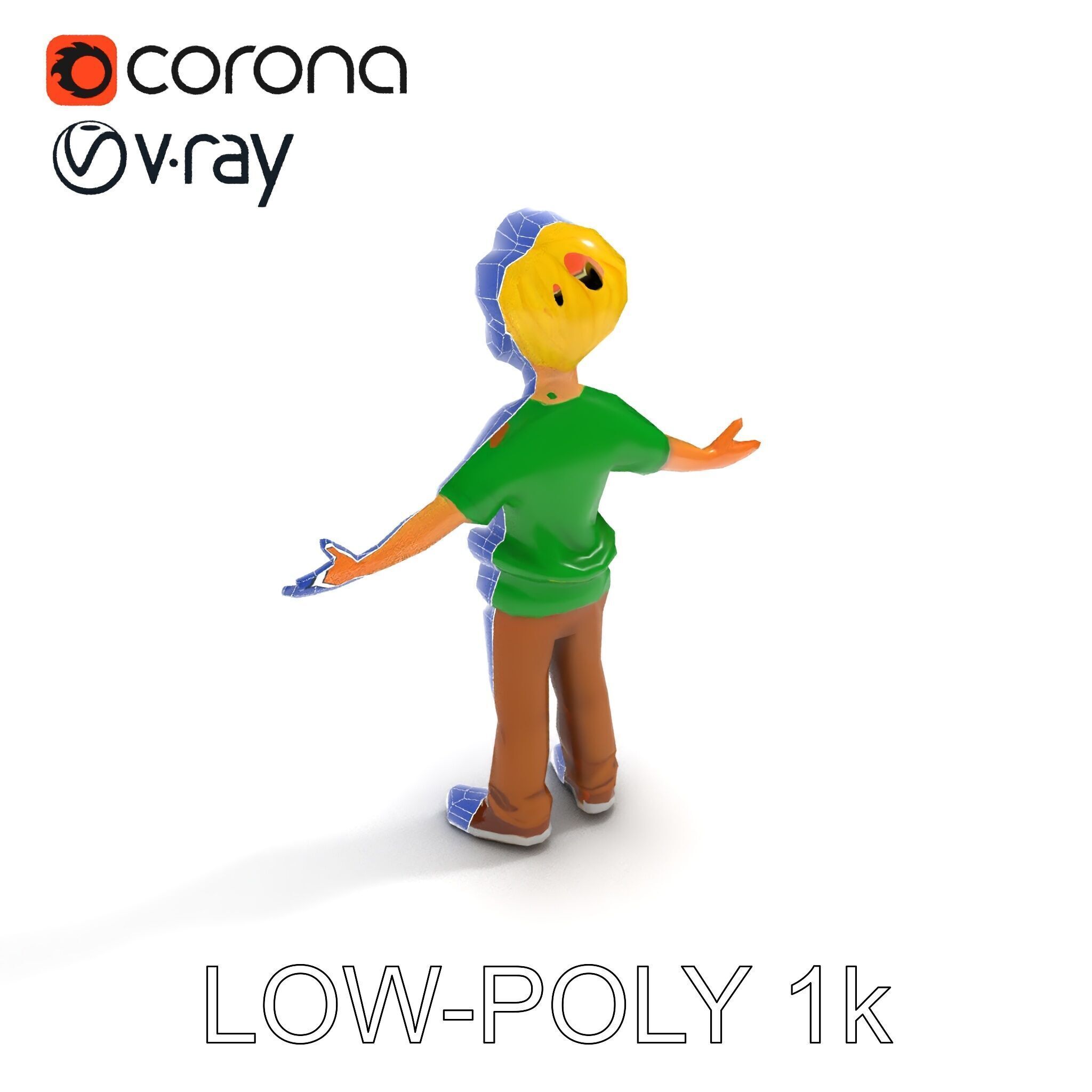 Rigged Cartoon Boy Character Model Pack Low-poly 3D model_9