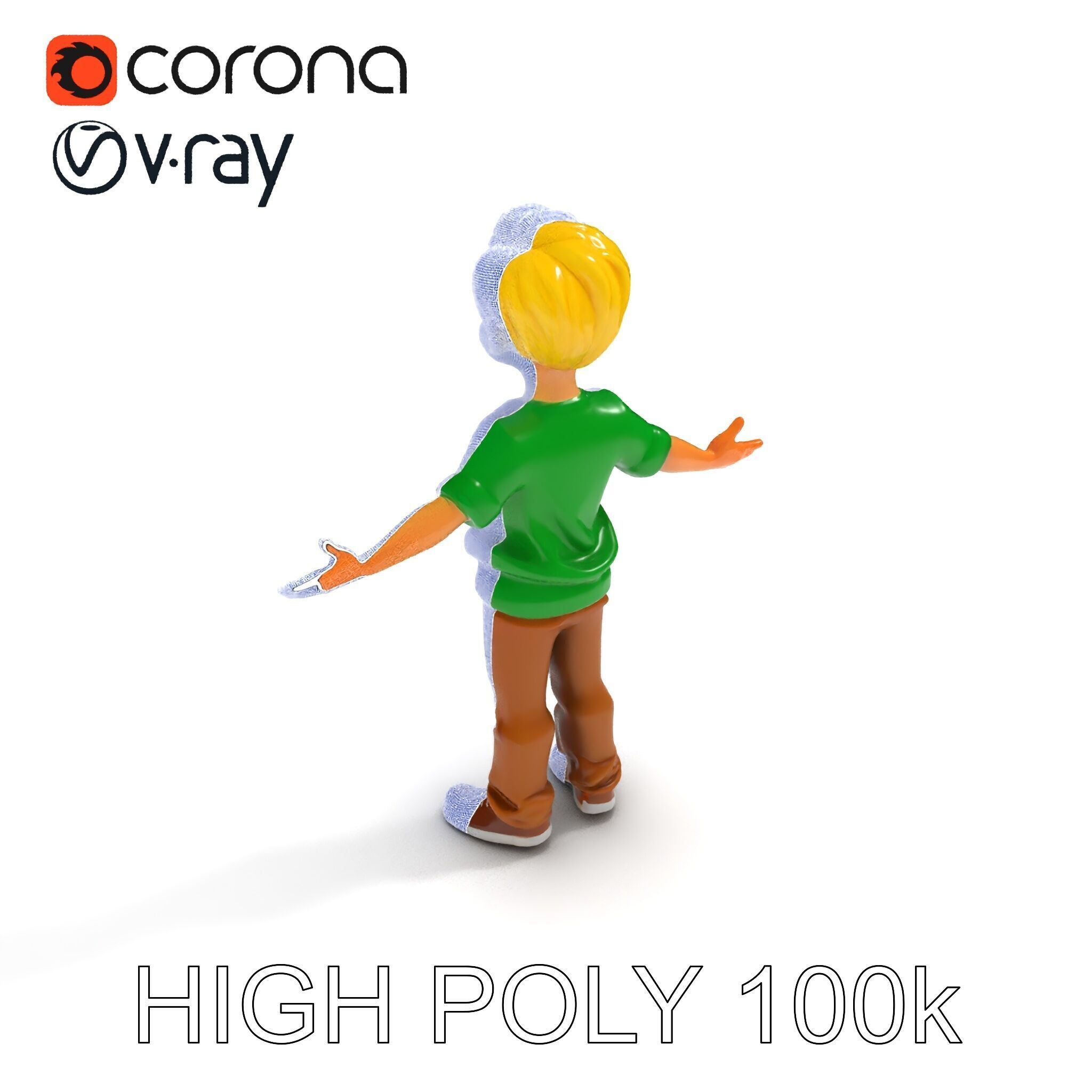 Rigged Cartoon Boy Character Model Pack Low-poly 3D model_28