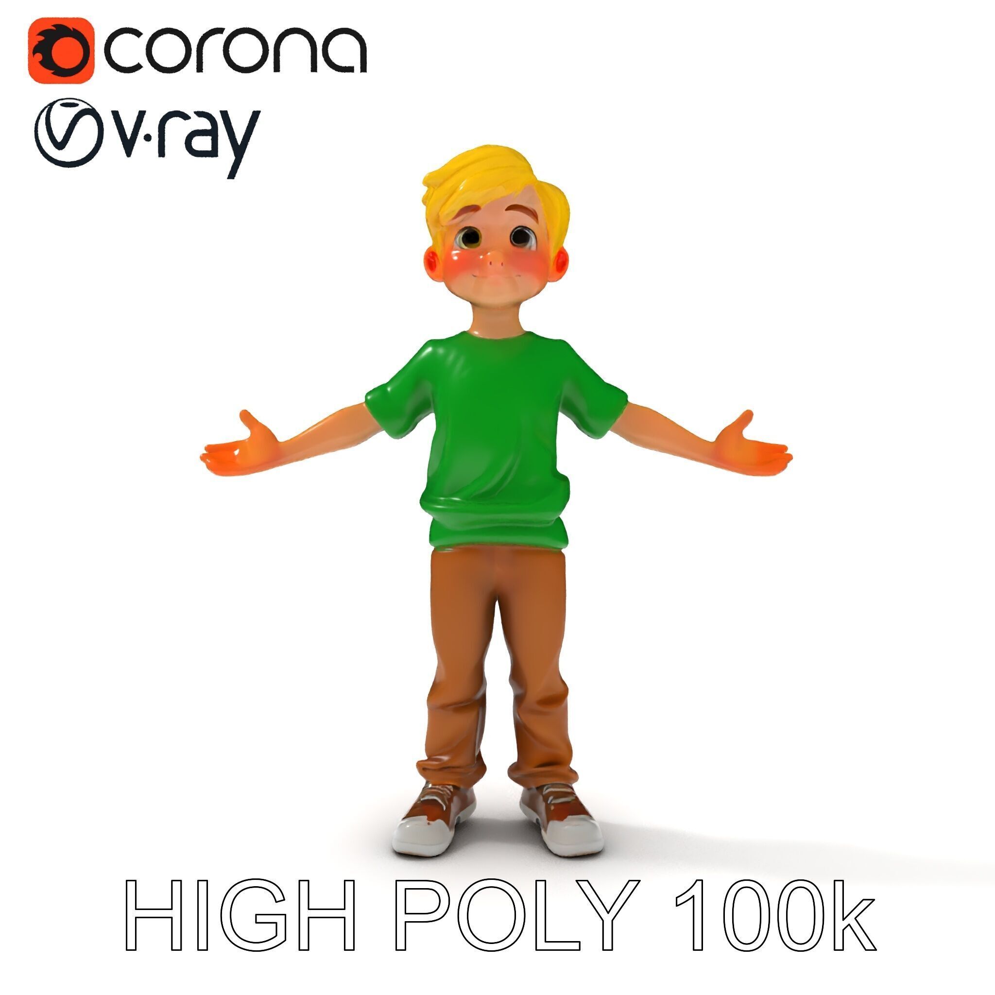 Rigged Cartoon Boy Character Model Pack Low-poly 3D model_37